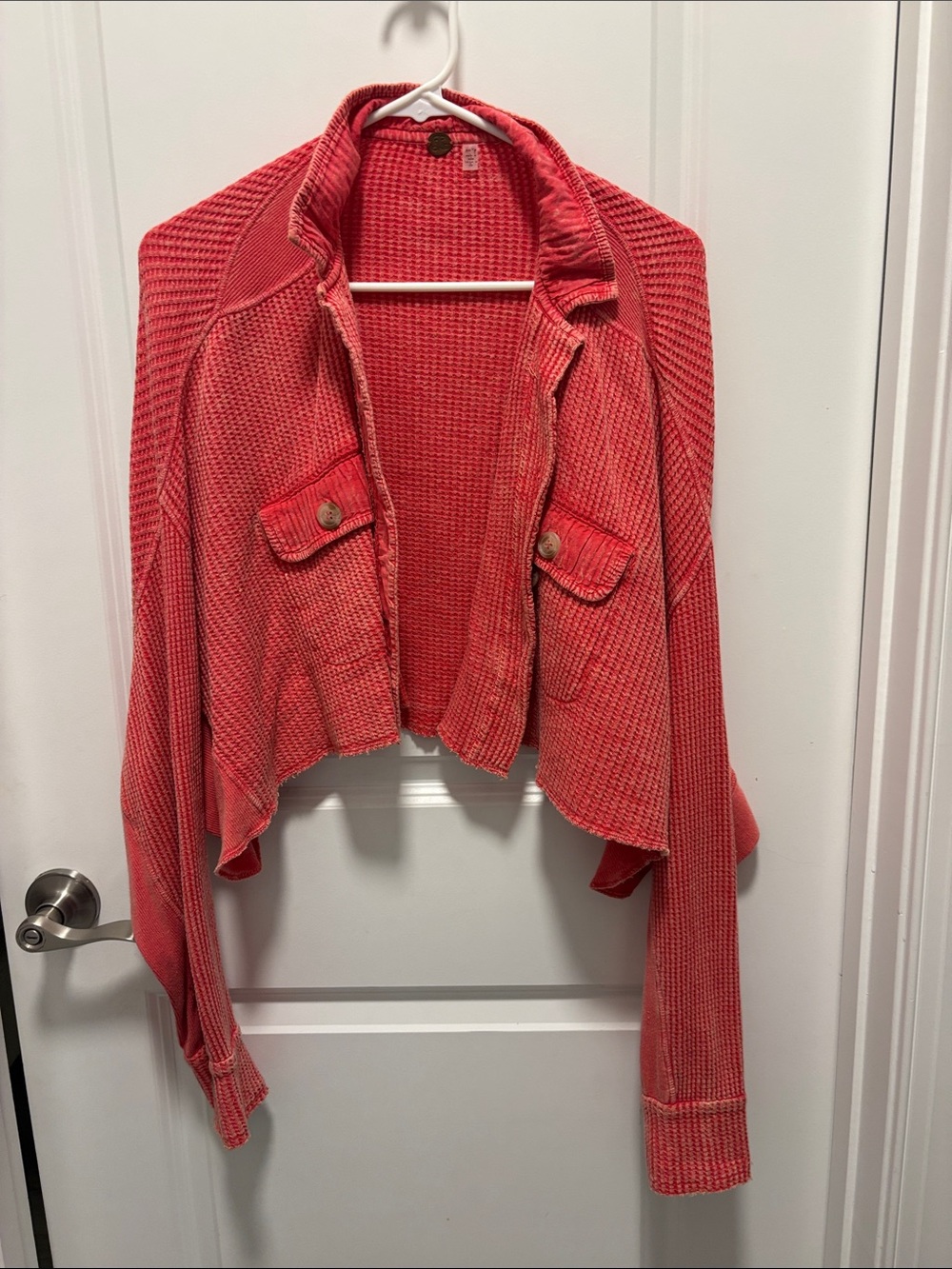 Free People Waffle Knit Cropped Jacket XS